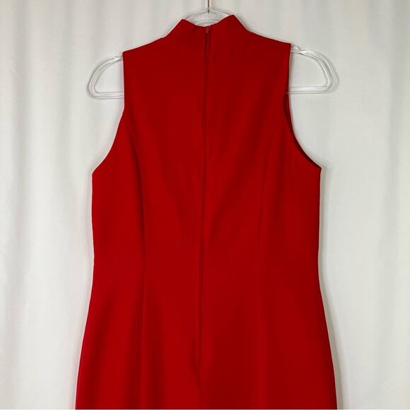 HW Collections | Vintage Red Sleeveless Dress Made in USA Long Scoop Neck 12 - Picture 8 of 8